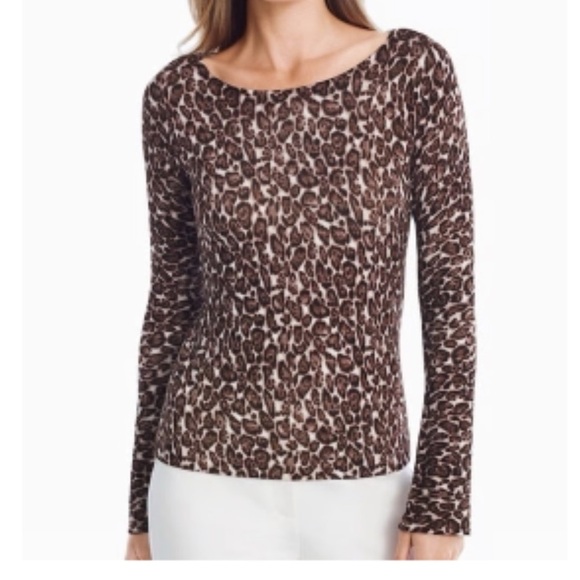 WHBM Leopard Print Bell Sleeve Lightweight Sweater Size Small - Picture 1 of 6